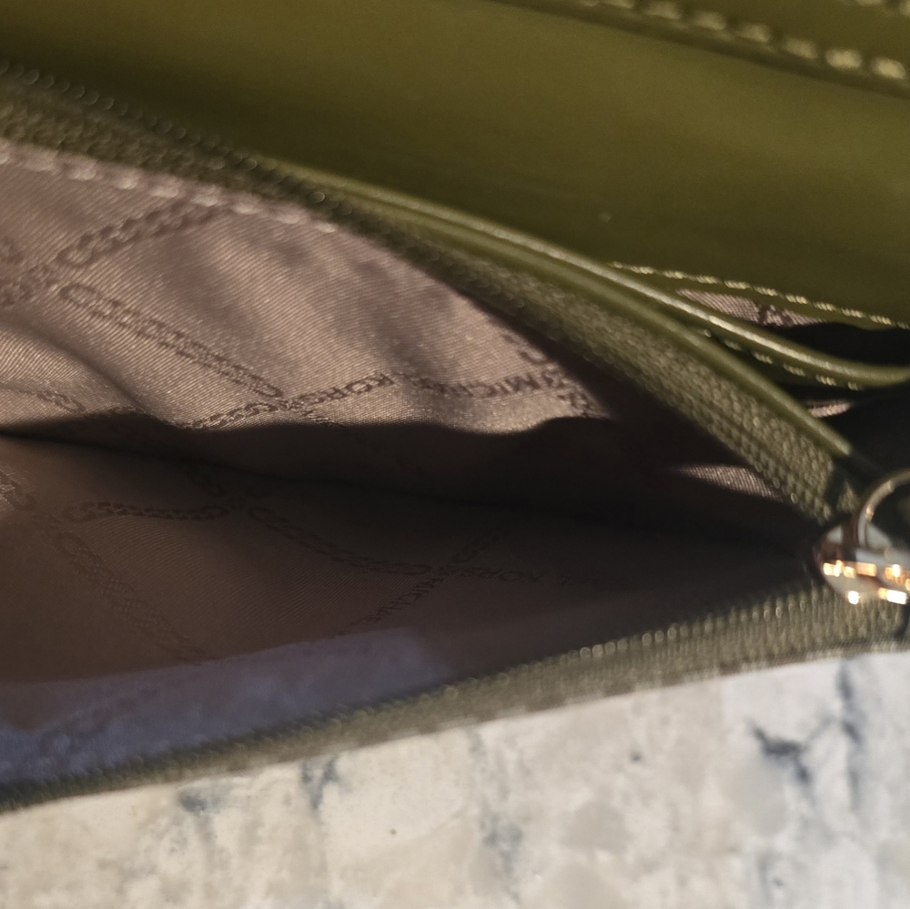 Michael Kors Olive Green and Beige MK Logo Crossbody Bag - Picture 5 of 10